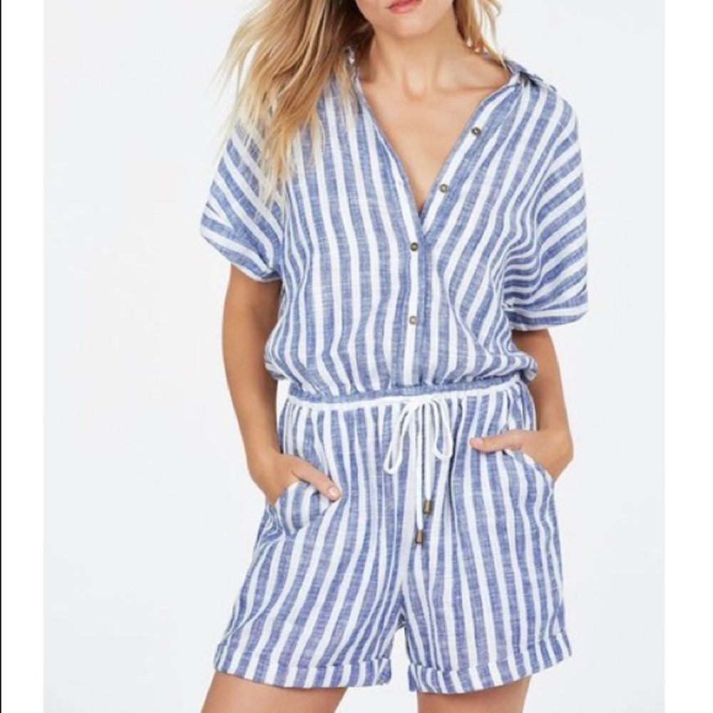 NWOT Striped Linen Button Down Romper